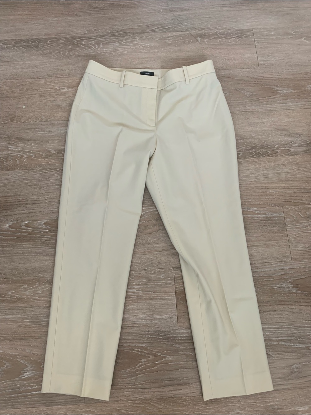 Theory Cream Tailored Slim Straight Wool Dress Pants Size 8